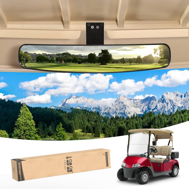 10L0L Universeller verstellbarer Golfwagen-Rückspiegel, drehbar, sicher, 270 Grad drehbar, 41,9 cm, extra breiter konvexer Spiegel für Yamaha, EZGO, Club Car von 10L0L