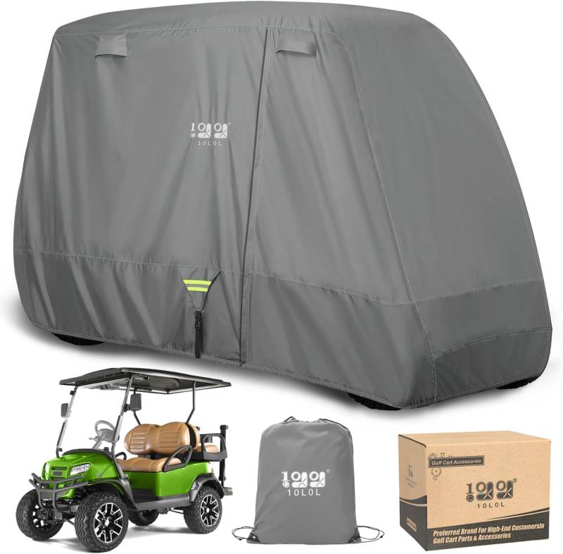 10L0L Upgrade 4 Passagier Golf Cart Abdeckung Passend für EZGO, Club Car, Yamaha, Allwetterschutz mit Wasserdichter, Schneefester,203,2 cm von 10L0L