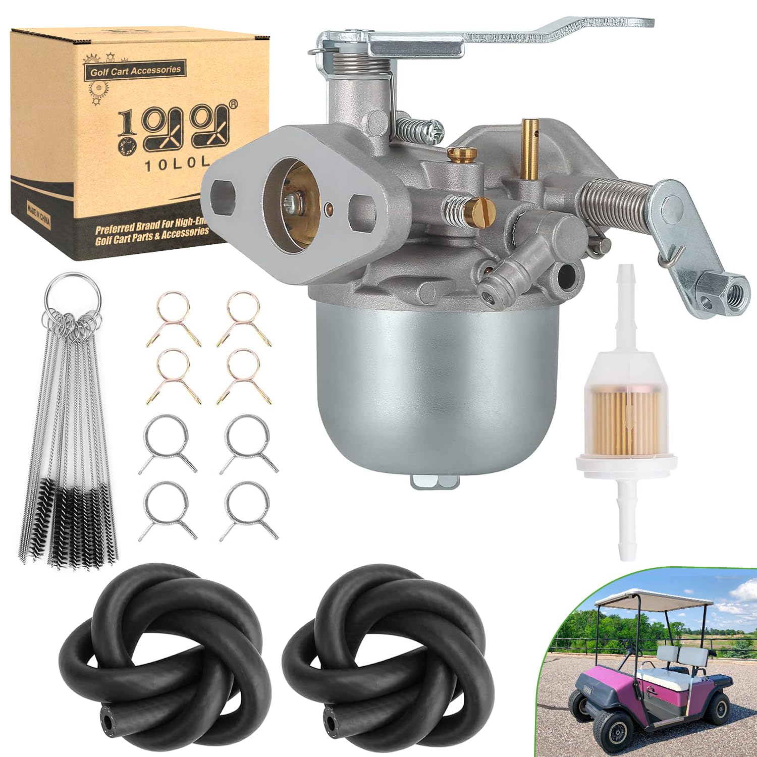 10L0L Vergaser-Kit für EZGO Marathon 2-Takt Gas 1988-1993, ersetzt OEM 23932-G1 23932G1 14031-G1 14031G1 21740-G1 21740G1 17563 17564 Carb-018A von 10L0L