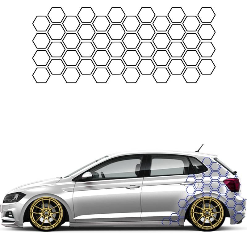 1A Style Sticker Auto Waben Offen Aufkleber Autodekor Tuning KFZ Seitenaufkleber Hexagon Wohnwagen Premium Folie (Brillantblau) von 1A Style Sticker