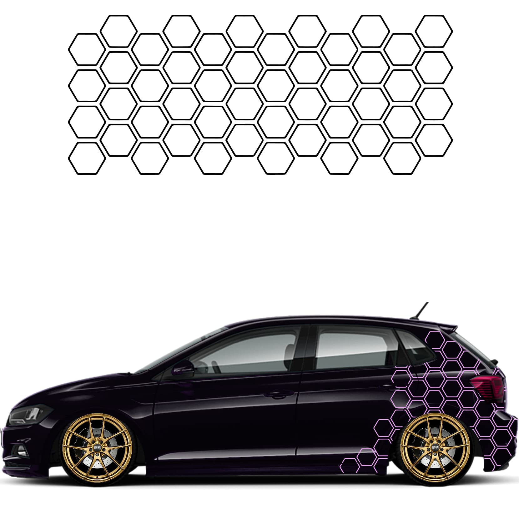 1A Style Sticker Auto Waben Offen Aufkleber Autodekor Tuning KFZ Seitenaufkleber Hexagon Wohnwagen Premium Folie (Flieder) von 1A Style Sticker