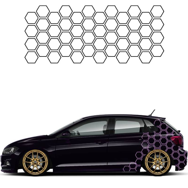 1A Style Sticker Auto Waben Offen Aufkleber Autodekor Tuning KFZ Seitenaufkleber Hexagon Wohnwagen Premium Folie (Flieder) von 1A Style Sticker