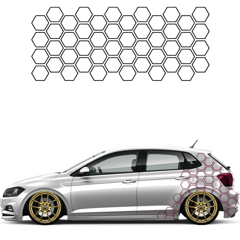 1A Style Sticker Auto Waben Offen Aufkleber Autodekor Tuning KFZ Seitenaufkleber Hexagon Wohnwagen Premium Folie (Matt Bordeauxrot) von 1A Style Sticker