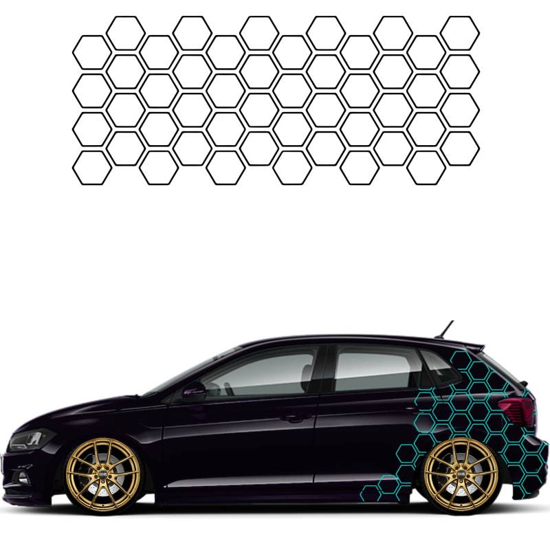 1A Style Sticker Auto Waben Offen Aufkleber Autodekor Tuning KFZ Seitenaufkleber Hexagon Wohnwagen Premium Folie (Türkis) von 1A Style Sticker