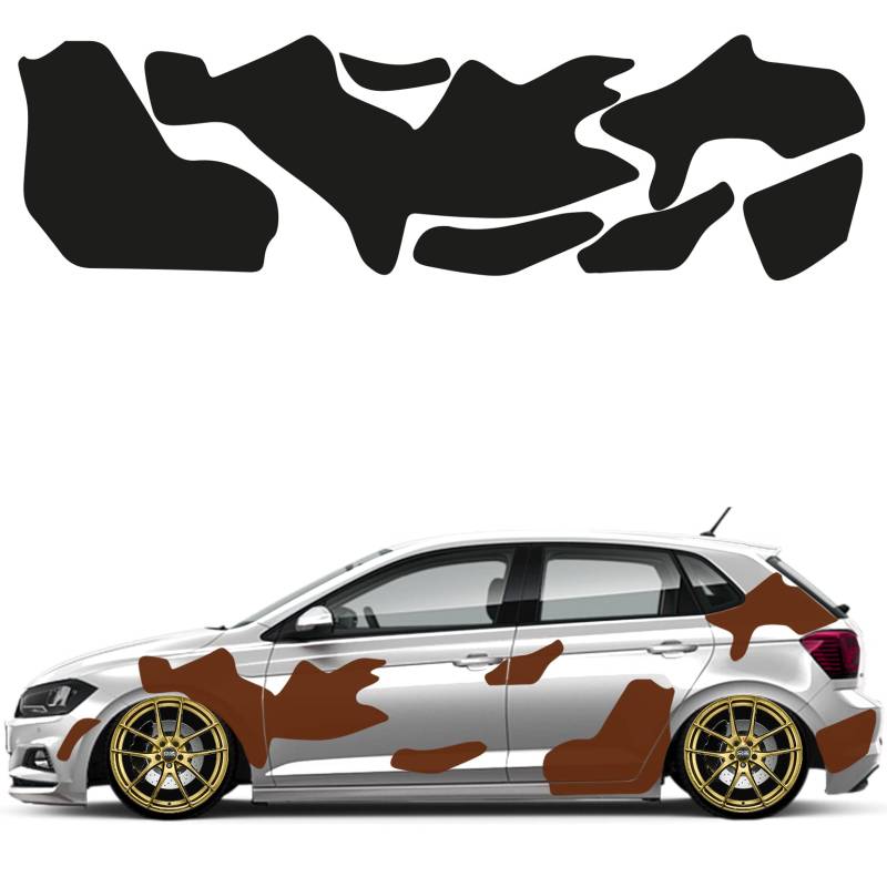 1A Style Sticker Camouflage Auto Aufkleber Set 7 Teilig Autodekor KFZ Seitenaufkleber Tuningset Camper Camo Premiumfolie (Braun) von 1A Style Sticker