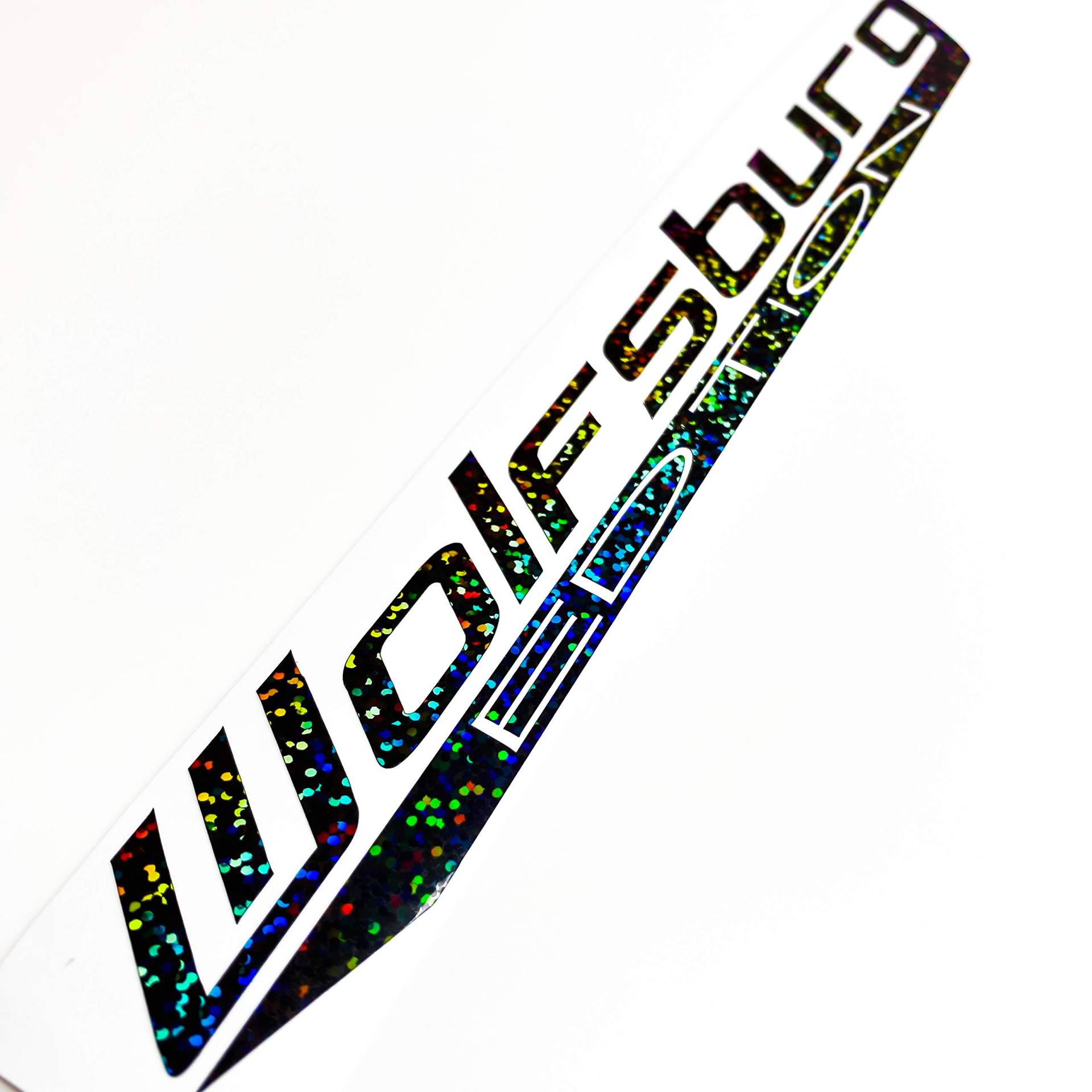 1A Style Sticker Wolfsburg Edition Frontscheibenaufkleber Holo Slick Oil Glitzer schwarz Farbauswahl Autoscheibenaufkleber Autodekor Aufkleber Seitenschweller Cardecal von 1A Style Sticker