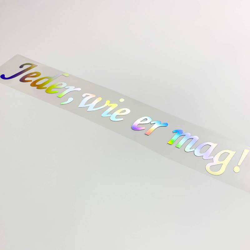 55cm Auto Aufkleber Jeder wie er mag Frontscheibenaufkleber Hologramm oilslick Sticker 3D Effekt Regenbogenfarben Tuning Performance von 1A Style Sticker