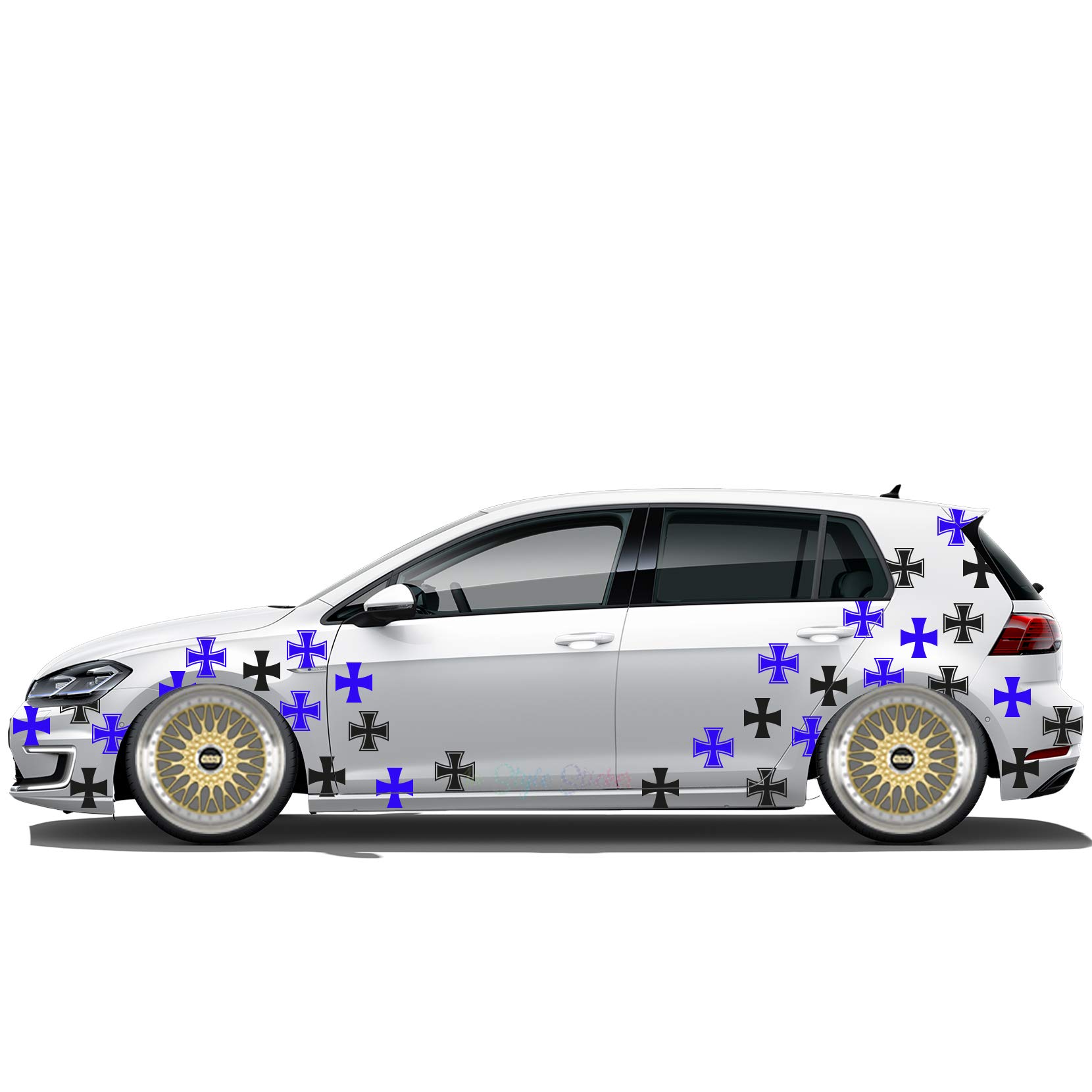 Auto Seitenaufkleber Dekor Aufkleber Seite Tattoo 112 Teilig Car Karosserie Sticker Eisernes Kreuz, Iron Cross, Bundeswehr von 1A Style Sticker