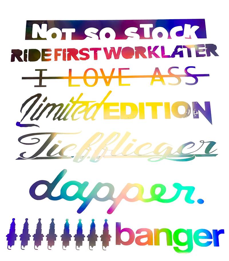 Autoaufkleber Hologramm Aufkleber dapper attraktief schmuckstück Oilslick Sticker Ölfarben Glitzer wähle Wunschmotiv und Wunschfarbe von 1A Style Sticker