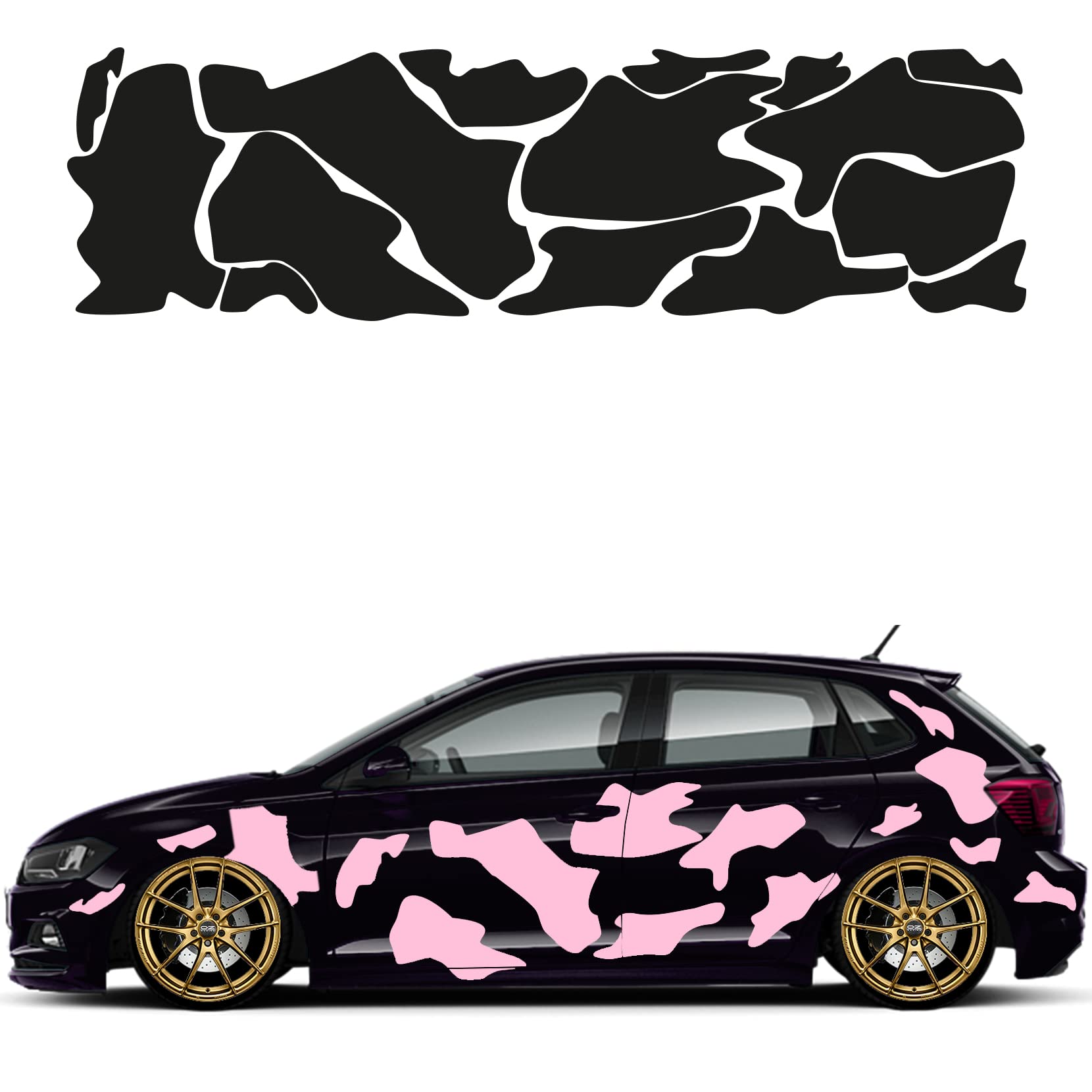 Camouflage Auto Aufkleber Set 15 Teilig Autodekor KFZ Seitenaufkleber Tuningset Camper Wohnwagen Premiumfolie (Hellrosa) von 1A Style Sticker