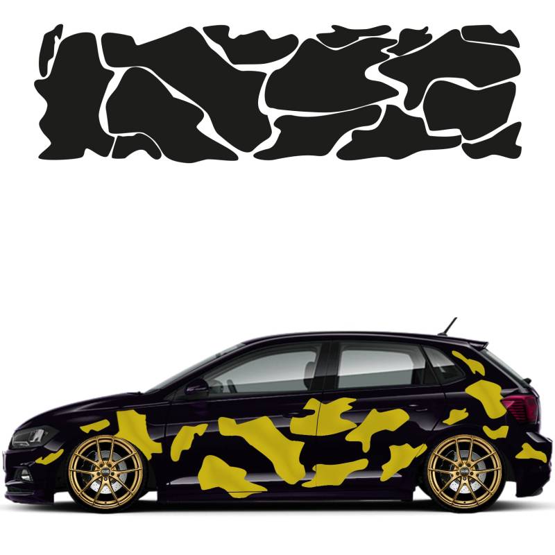 Camouflage Auto Aufkleber Set 15 Teilig Autodekor KFZ Seitenaufkleber Tuningset Camper Wohnwagen Premiumfolie (Matt Gold) von 1A Style Sticker