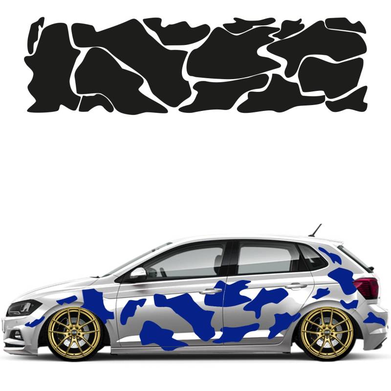 Camouflage Auto Aufkleber Set 15 Teilig Autodekor KFZ Seitenaufkleber Tuningset Camper Wohnwagen Premiumfolie (Matt Signalblau) von 1A Style Sticker