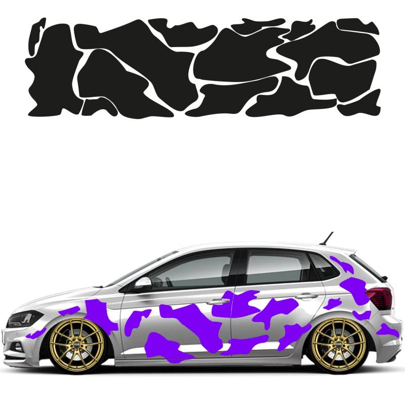 Camouflage Auto Aufkleber Set 15 Teilig Autodekor KFZ Seitenaufkleber Tuningset Camper Wohnwagen Premiumfolie (Purple) von 1A Style Sticker