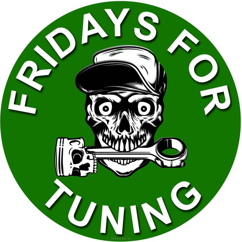 Fridays for Tuning Auto Aufkleber mit Kolben Skull Schädel - Petrolhead - Fuck You Greta Aufkleber - es reicht Autoaufkleber Tuining Sticker Autotuning CO 2 Skandal von 1A Style Sticker