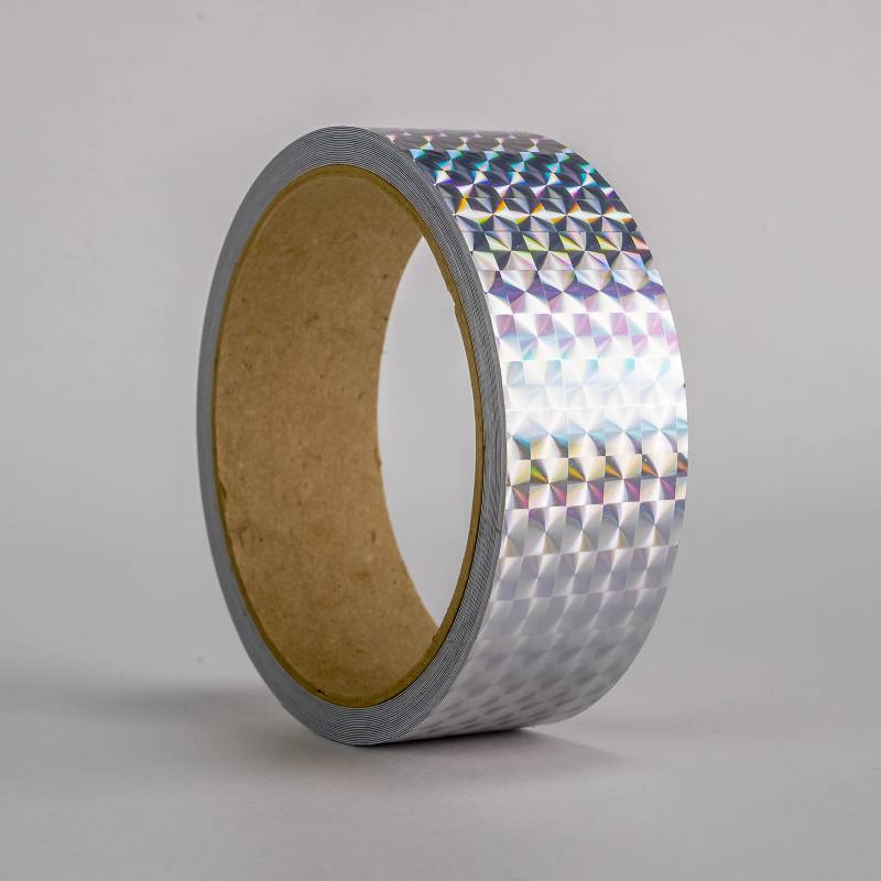 Oilslick Zierstreifen Sticker Fahrzeug Tuning Aufkleber Seitenstreifen Hologramm Klebebänder Design Stripes Regenbogen Effekt Zierband Folie Modellbau Basteln (30 mm, Mosaik Silber) von 1A Style Sticker