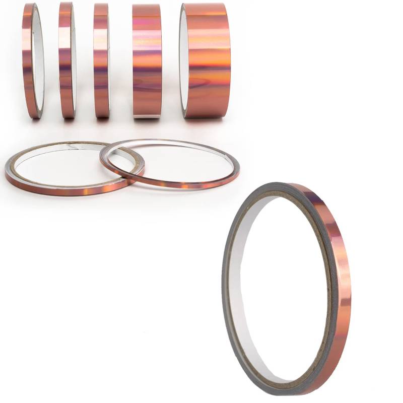 Oilslick Zierstreifen Sticker Fahrzeug Tuning Aufkleber Seitenstreifen Hologramm Klebebänder Design Stripes Regenbogen Effekt Zierband Folie Modellbau Basteln (6 mm, Hologramm Rose) von 1A Style Sticker