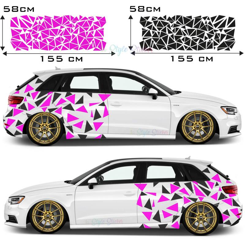 Auto Seitenaufkleber Dreiecke Autodekor Car-Tattoo Farbig Tarn-Look Camo Aufkleber 250 Stück Camouflage Style New Limited Editon Black Beast von 1A Style Sticker