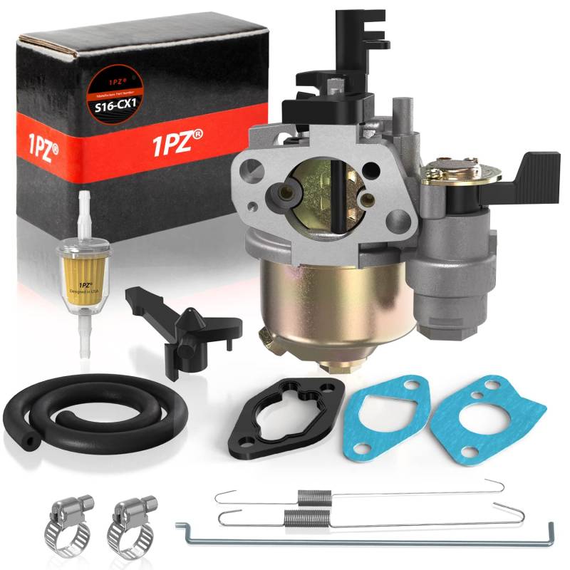 1PZ S16-CX1 Vergaser-Kit für Motor Honda GX120 GX160 GX168F GX200 5,5 HP 6,5 PS Rasenmäher Generator, mit Drosselrücklaufdrehzahlregler von 1PZ