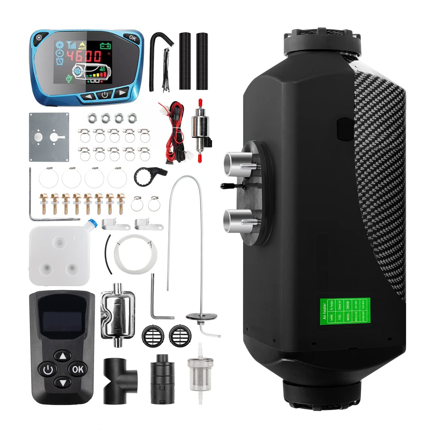 1inchome Dieselheizung, Standheizung Diesel, 12V Lufterhitzer, 2KW/5KW/8KW Air Diesel Heizung mit Schalldämpfer, LCD Schalter u. Fernbedienung für Auto RV Boote LKW KFZ PKW Wohnmobil von 1inchome