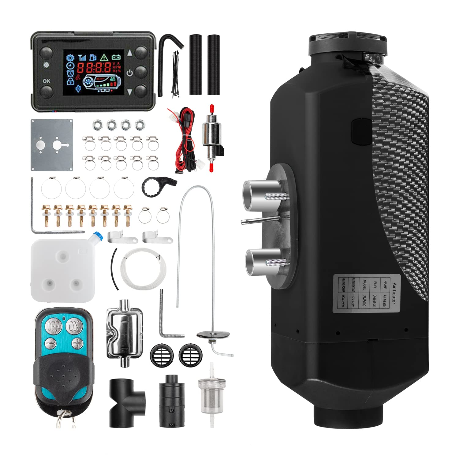 1inchome Dieselheizung, Standheizung Diesel, 12V Lufterhitzer, 2KW/5KW/8KW Air Diesel Heizung mit Schalldämpfer, LCD Schalter u. Fernbedienung für Auto RV Boote LKW KFZ PKW Wohnmobil von 1inchome