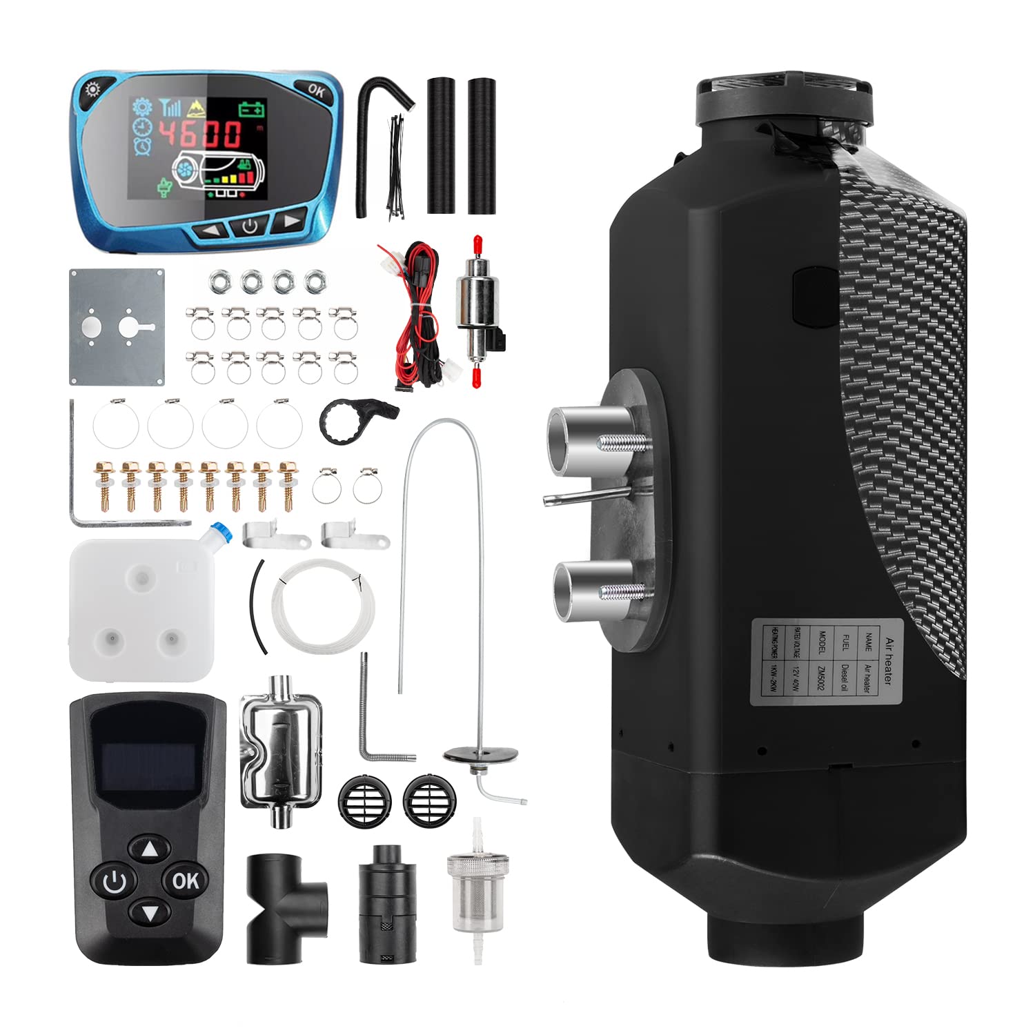 1inchome Standheizung, Standheizung Diesel, 12V Lufterhitzer, 2KW/5KW/8KW Air Diesel Heizung mit Schalldämpfer, LCD Schalter u. Fernbedienung für Auto RV Boote LKW KFZ PKW Wohnmobil von 1inchome