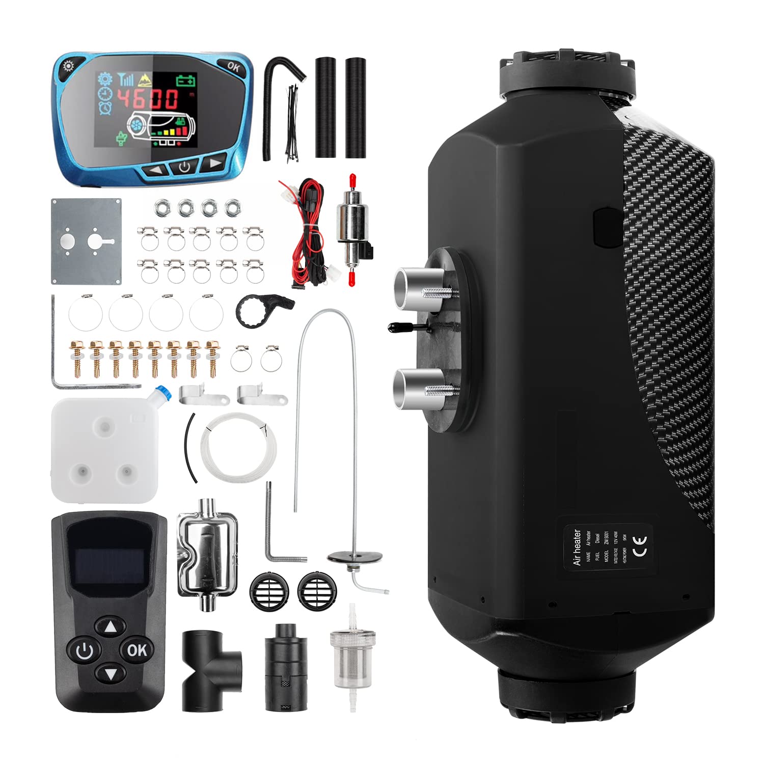 1inchome Standheizung, Standheizung Diesel, 12V Lufterhitzer, 2KW/5KW/8KW Air Diesel Heizung mit Schalldämpfer, LCD Schalter u. Fernbedienung für Auto RV Boote LKW KFZ PKW Wohnmobil von 1inchome