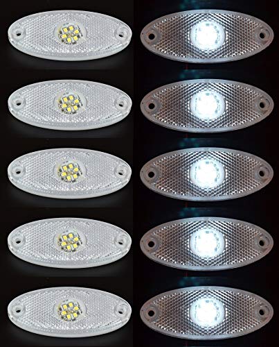 10 x 6 SMD LEDs oval weiß 12 V Frontseite Umrissleuchten LKW Wohnwagen Anhänger Bus Van von 24/7 AUTO