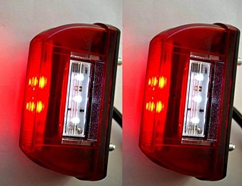 24/7Auto Paar 5 LED Weiß Nummernschild & Rot Heck Marker Lichter Lampen Rot/Weiß 12V/24V Lastwagen Fahrwerk Anhänger Wohnwagen Bus von 24/7 AUTO