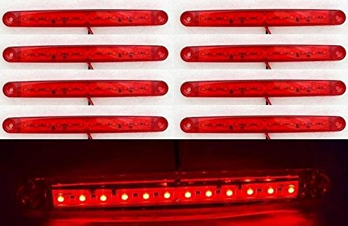 8 Stück 24 V 12 LEDS Seite hinten Marker rot Lichter für Truck Trailer Caravan. von 24/7 AUTO