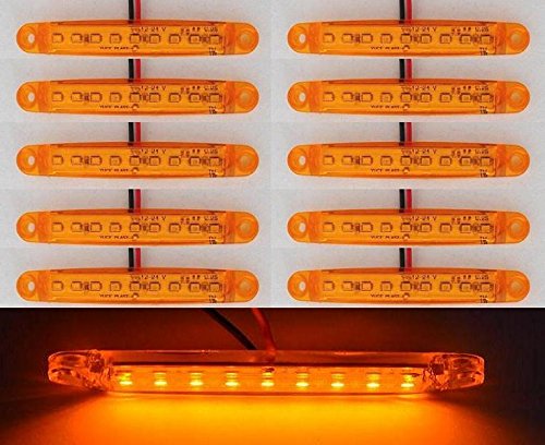 10 Stück 12 V 9 LEDs Seite Vorne anzeigen Bernstein orange Lichter für LKW Kipper Wohnwagen Bus Wohnmobil von 24/7 AUTO