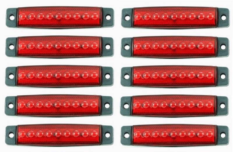 10x LED 24V Rückseitig Umrissmarkierung rote Lichter mit 9 LEDs LKW Anhänger Bus Chassis Van Camper von 24/7 AUTO