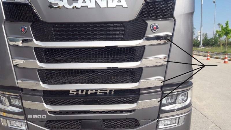 24/7 Auto 8 Edelstahl-Frontgrill-Dekorationen für Scania S/R Nextgen 2017+ Trucks von 24/7 AUTO