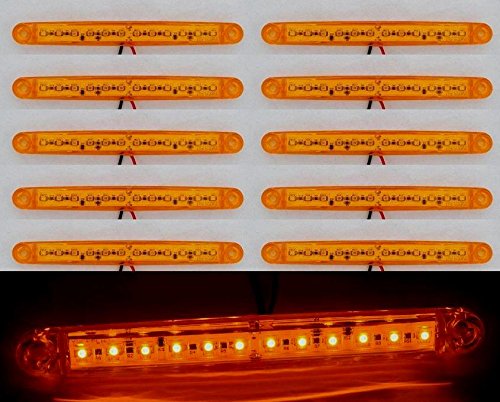 24/7 Auto 10 Stück 24 V 12 LEDs seitliche Umrissmarkierung bernsteinfarbene orange Lichter für LKW, Anhänger, Wohnwagen, Chassis, Bus-Kipper von 24/7 AUTO