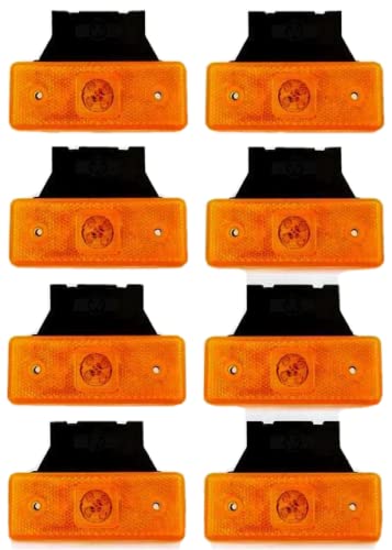 Umrandungsleuchten, orange/bernsteinfarben, 8 Stück, 24 V, 4 LED-Leuchten mit Halterungen, für Kippwagen, Anhänger, Fahrwerke, Wohnwagen, Lieferwagen, Busse von 24/7 AUTO