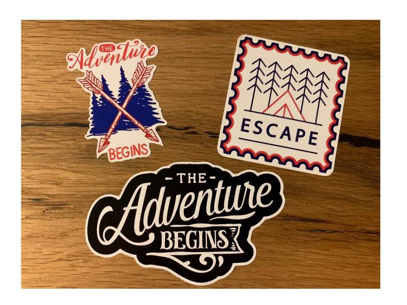 24/7stickers #635 / 3X Escape Aufkleber 6,5cm Offroad Adventure Camping Abenteuer Oldtimer Wohnwagen Camper von 24/7stickers