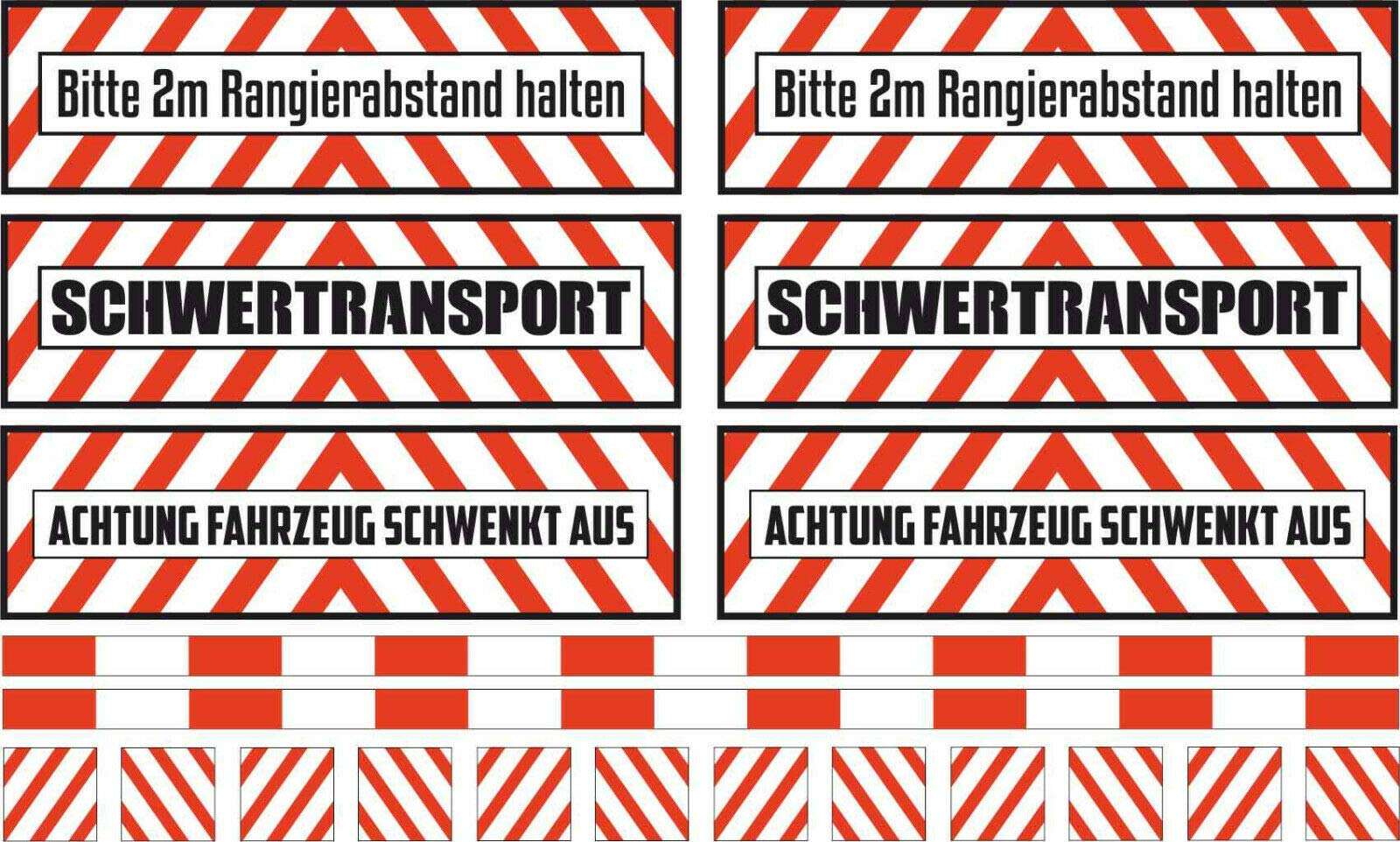 24/7stickers Modellbau Komplett Set 1:14,5-1:16 Schwertransport Warn - Aufkleber Wedico LKW Truck Zugmaschine Sticker Warn Hinweise von 24/7stickers