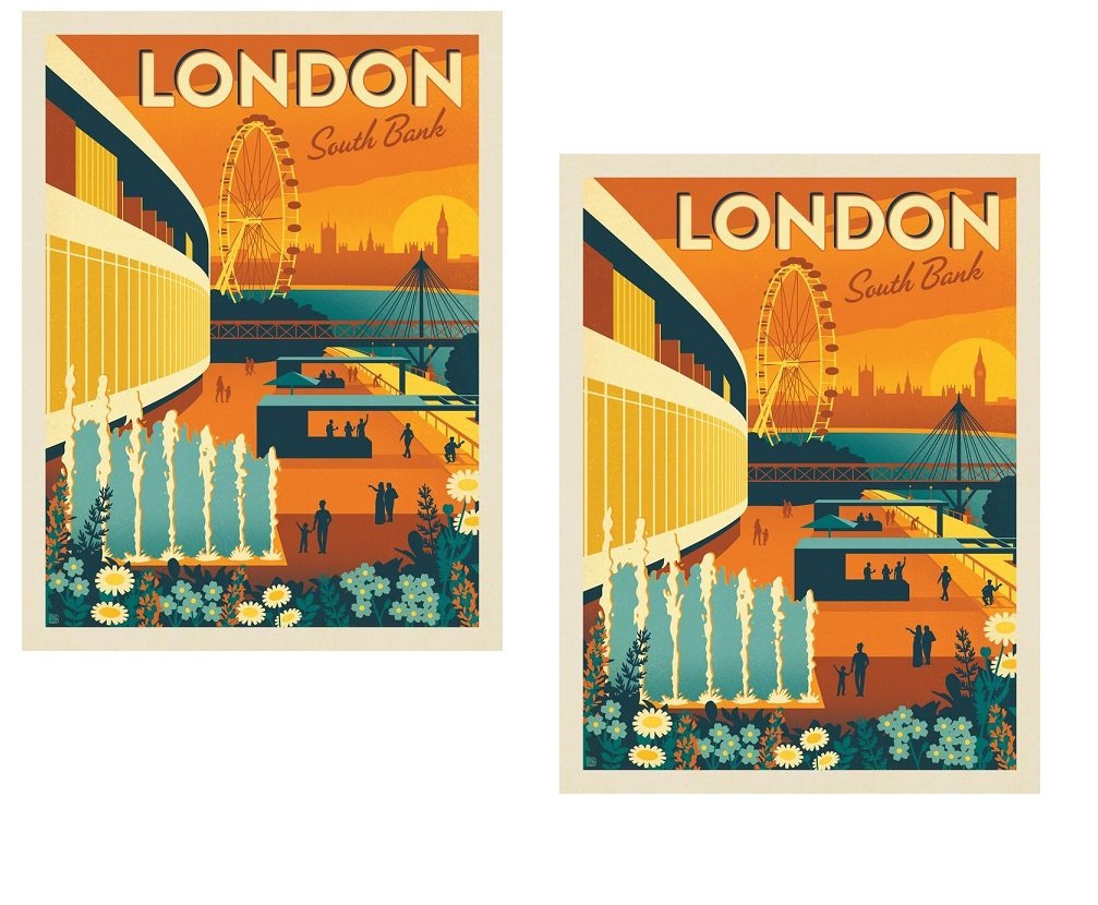 24/7stickers TR022/2x London Eye Aufkleber 6x8,5cm Work & Travel Koffer England Reise Adventure von 24/7stickers