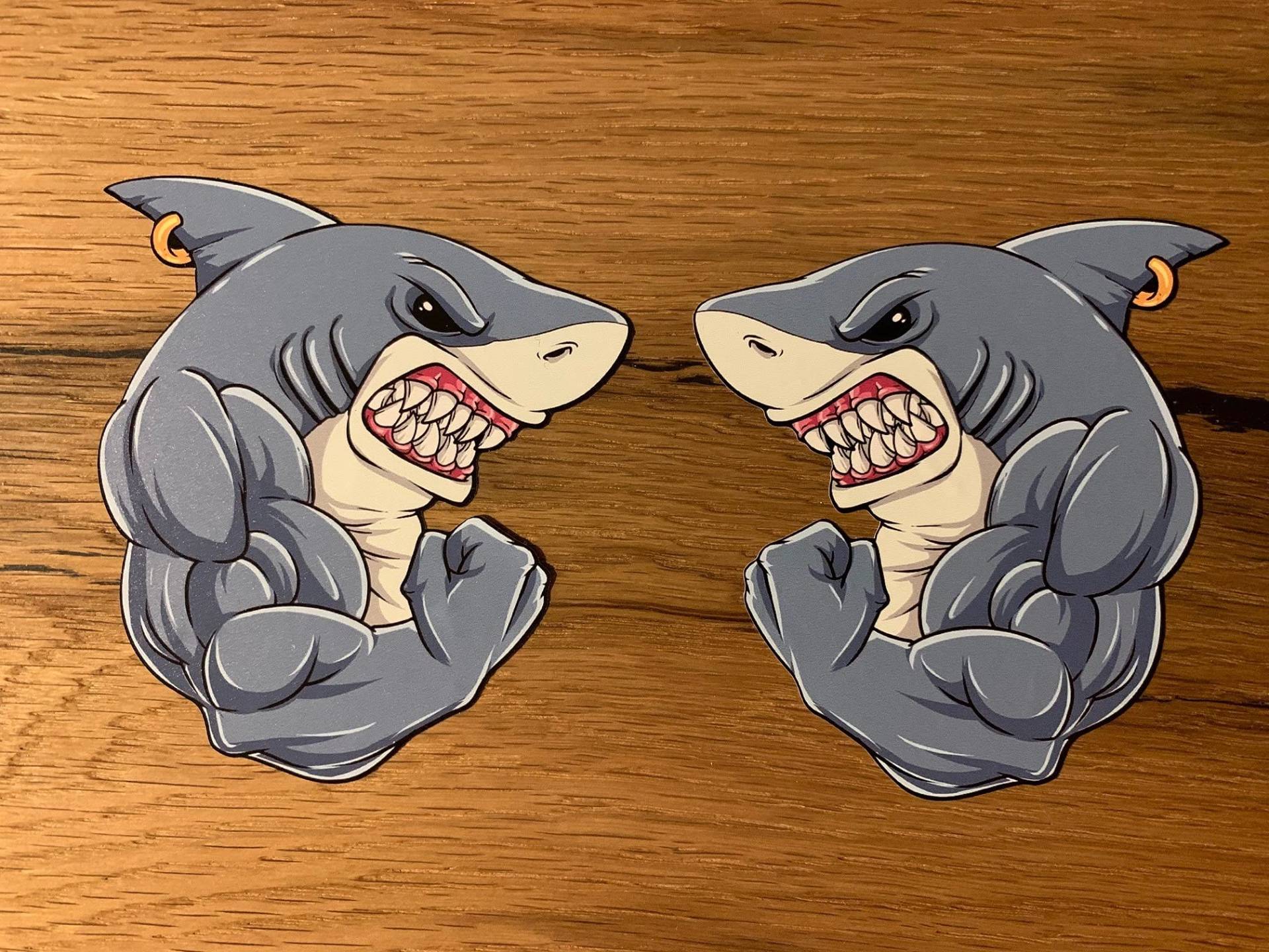 #869 / 2X Shark Aufkleber 10x9cm Sticker Hai Oldschool Hotrod Vintage Kult Rar Retro USA V8 Oldtimer Airride Low How Deep Turbo OEM JDM Motorrad Biker Tankaufkleber V2 Racing von 24/7stickers