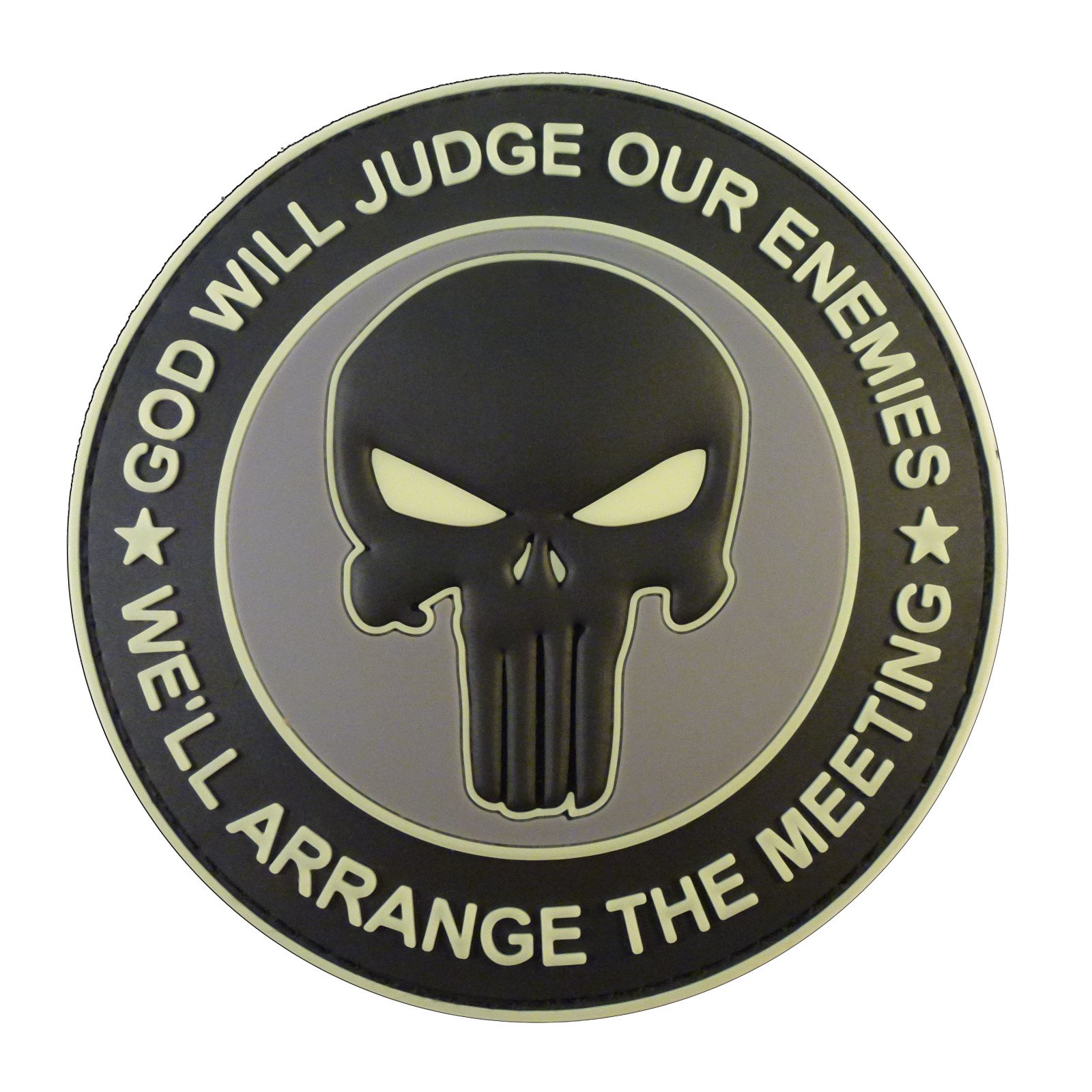 Subdued GOD WILL JUDGE OUR ENEMIES Glow Dark Punisher DEVGRU Navy Seals PVC Hook Patch von LEGEEON