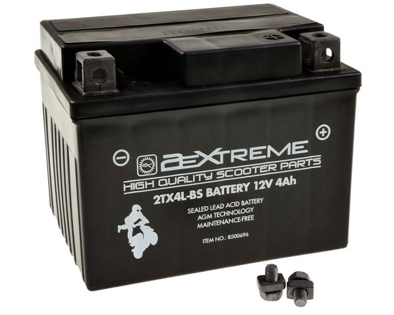 2EXTREME 12V 4Ah 2TX4L-BS Motorrad Batterie, wartungsfrei versiegelt und vorgeladen kompatibel mit 50411, 504011002, YTX4L-BS, YTX5L-BS, GTX5L-BS Roller Quad Moped… von 2EXTREME