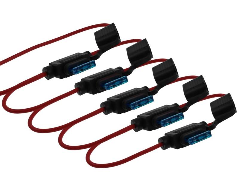 5x Sicherungshalter 1mm 15A mit Kabel für Flachsicherung kompatibel für Roller, Universal von 2EXTREME