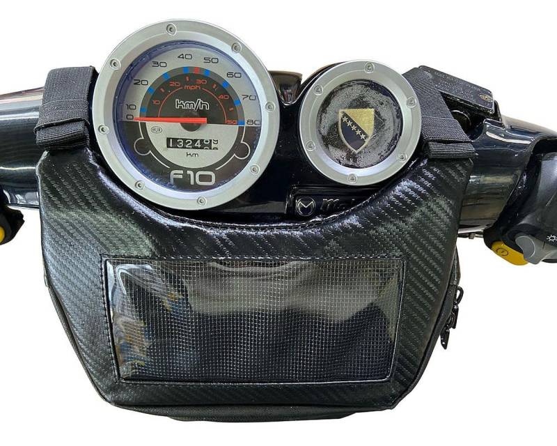 Rollertasche Lenkertasche universell Carbon-Look 2Rad Navi Handy kompatibel für Vespa GTS PK PX von 2EXTREME