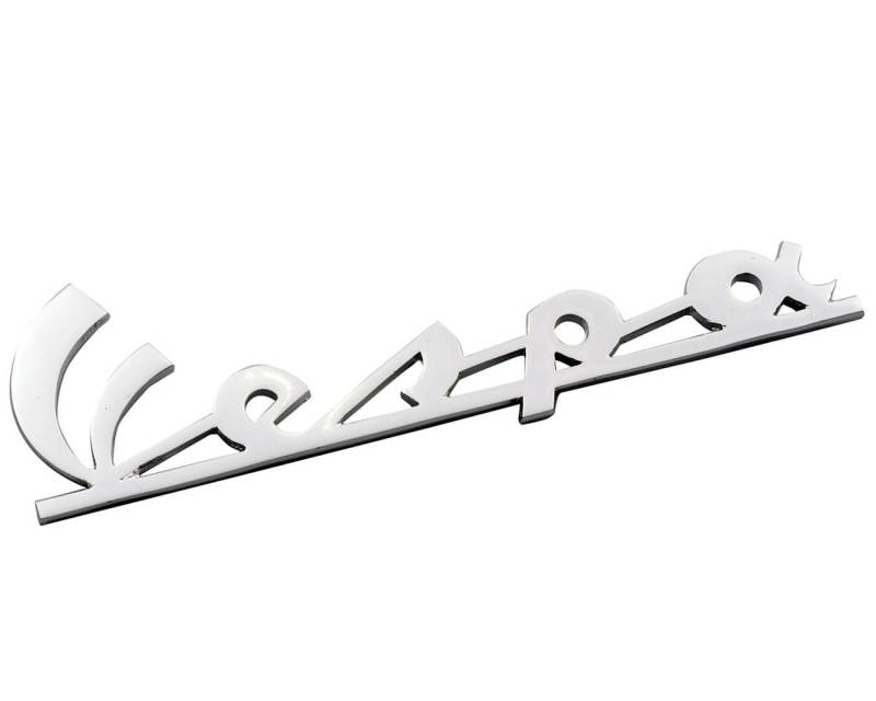 Schriftzug Emblem für Beinschild kompatibel für "Vespa" chrom 120x35mm, 2 Pin von 2EXTREME