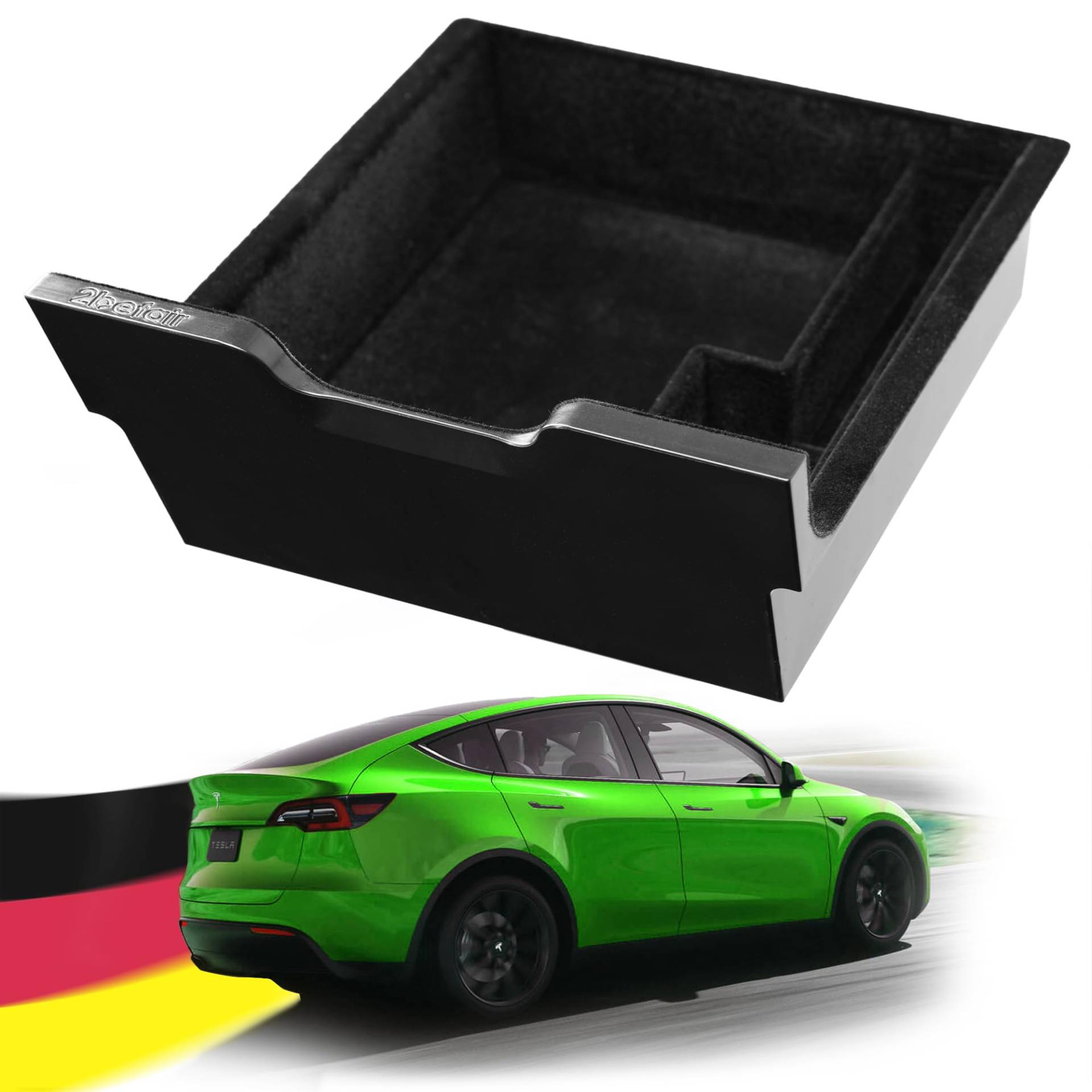 2befair Organizer-Box Mittelkonsole Tesla Model 3/ Model Y - Made in Germany, Zubehör Aufbewahrungsbox - 100% recycelte Materialien (Mit Inlay (für Kleingeld/Karten)) von 2befair