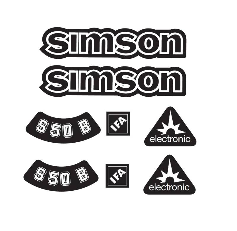 Simson S50B IFA Electronic Aufkleber Dekor Premium Retro Schwarz Weiss Dunkel von 2taktshop