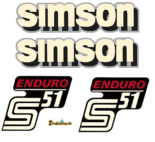 4 teiliger Simson S51 Enduro Aufkleberset Retro DDR Style von 2taktshop