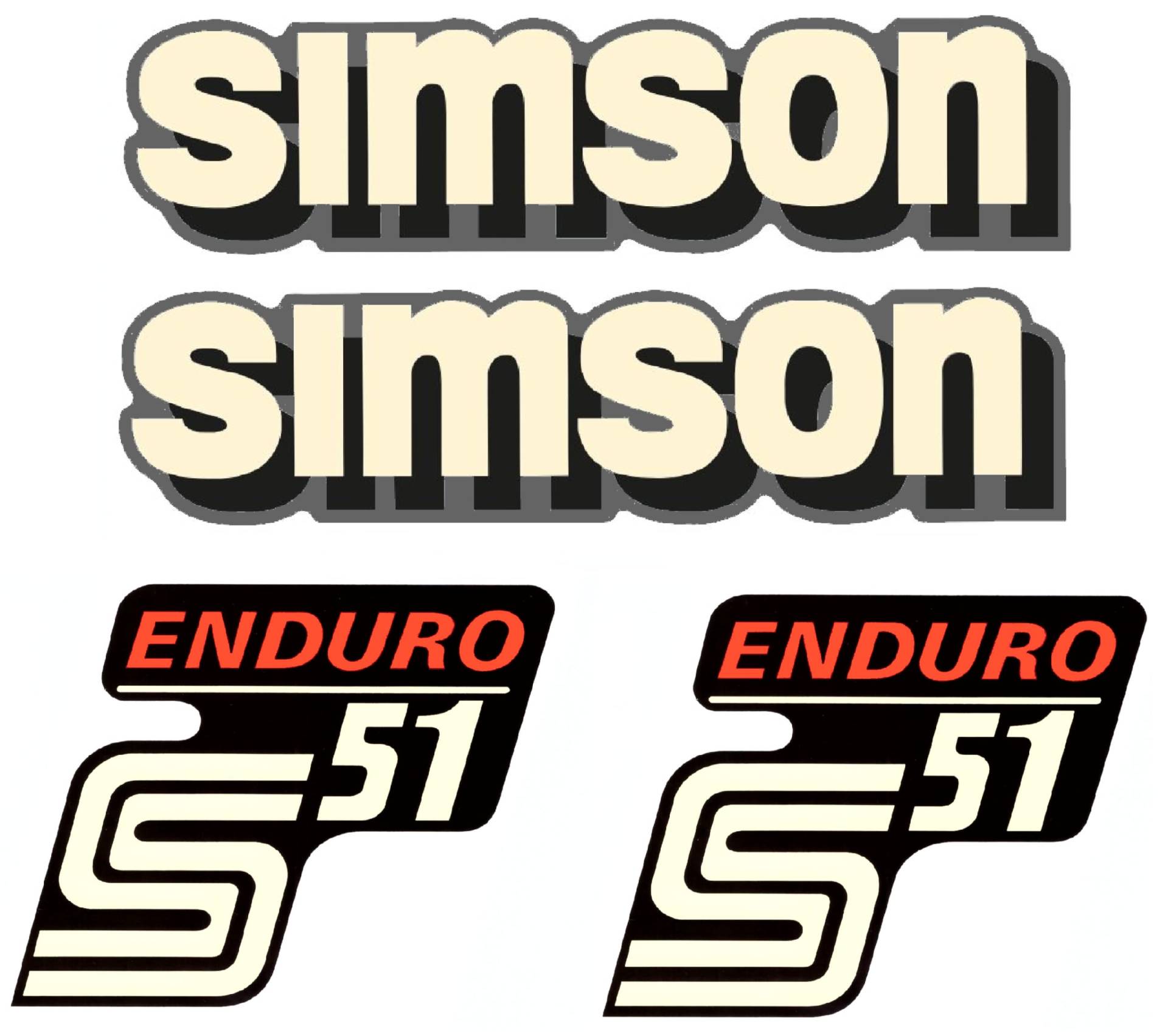 Simson S51 Enduro Wasserschiebebild Nass Schiebebild IFA DDR Decals 4 teilig von 2taktshop