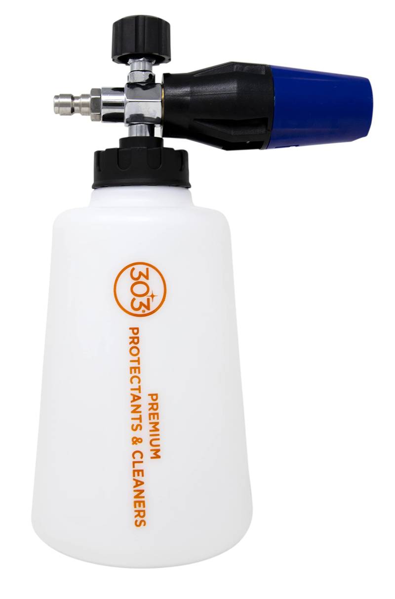 303 Products Schaumkanone - Schaumpistole für Hochdruckreiniger - Korrosionsschutzarmatur aus Edelstahl - Schaumsprüher mit Verstellbarer Düse für Waschanlagen - 2 Liter Reservoir (39030) von 303 Products