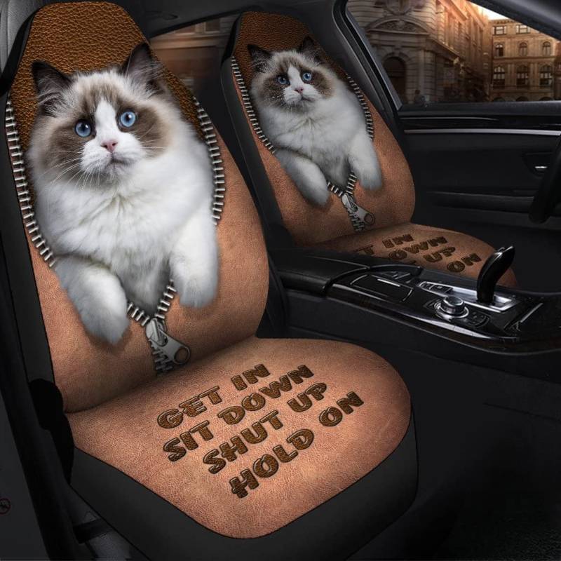 2 Stück Schonbezüge Autoauflage Ragdoll-Katze, Komm Rein, Halt Die Klappe, Halte Durch Autoschonbezüge Sportliche Auto-Schonbezüge Für Wagen, Lastwagen, Fahrzeuge, 52X138cm von 321