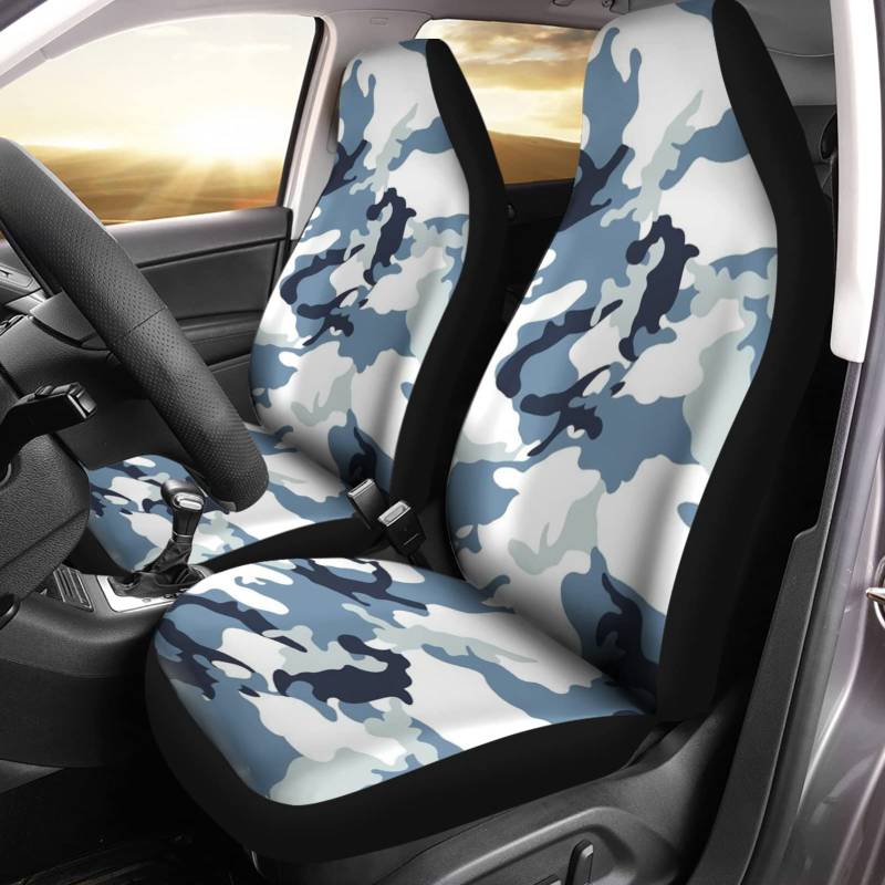 351 2 Stücke Auto-Schonbezüge Blaues Camo-Design Sitzbezüge Set Universal Einfach Zu Montierende Autositz Schonbezug Wasserdicht Autoschonbezüge Für Wohnmobil, Die Meisten Autos, Lastwagen, 52X138Cm von 351